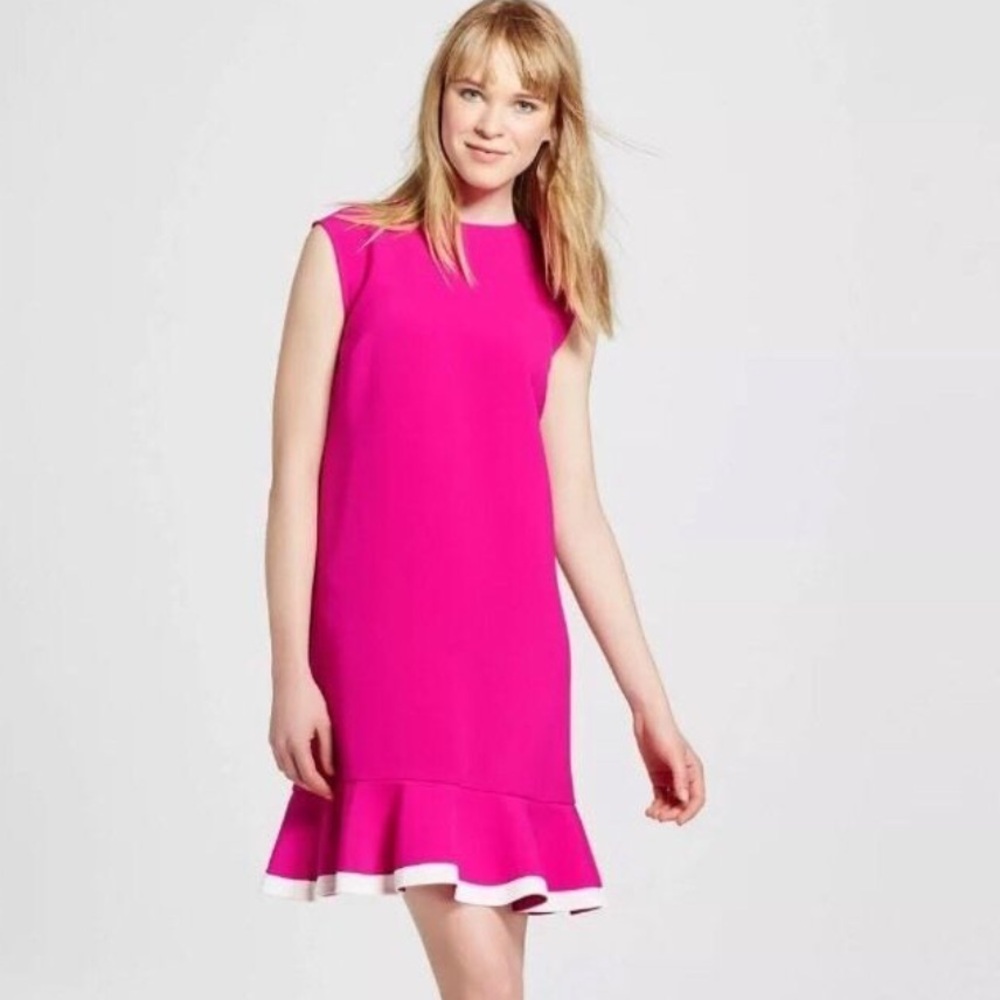 NWT Victoria‎ Beckham for target pink white ruffle sleeveless mini dress size 2x
